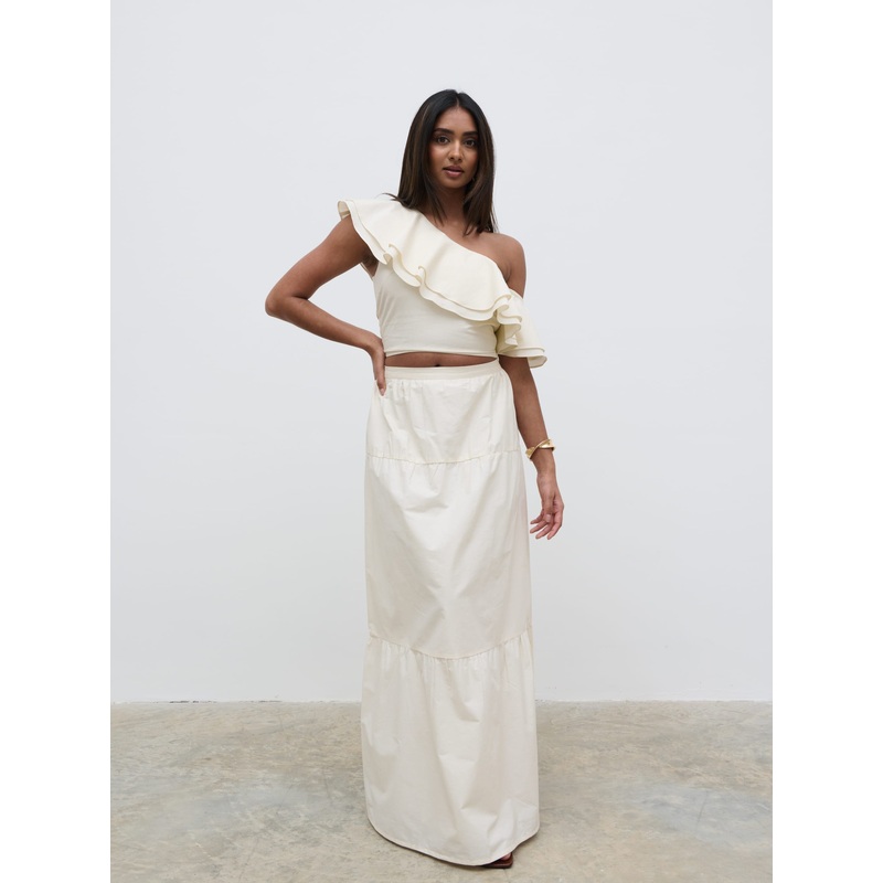 Sol Ruffle Maxi Skirt – Natural