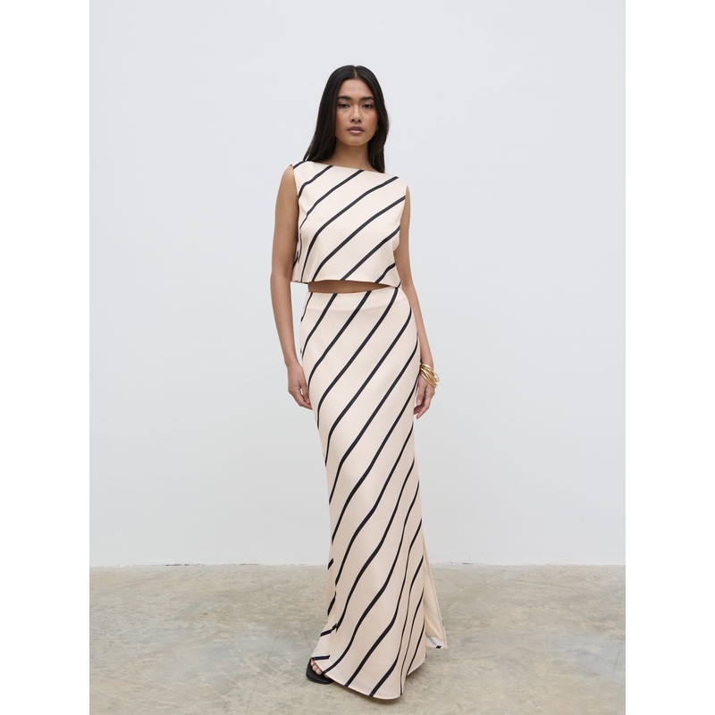 Zuri Maxi Skirt – Asymmetric Stripe