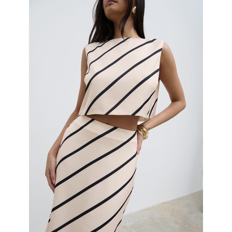 Zuri Tied Striped Top – Asymmetric Stripe