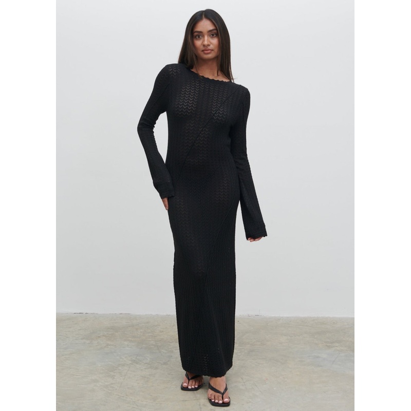 Adeline Knit Midaxi Dress – Black