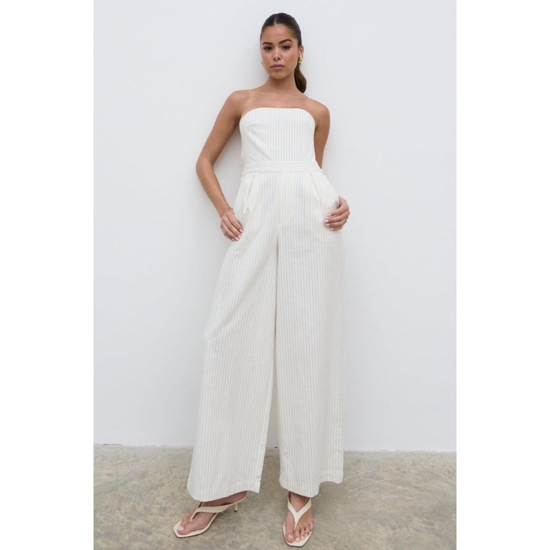 Alita Bandeau Jumpsuit – Pinstripe
