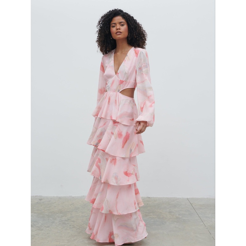 Ashton Cut Out Maxi Dress – Pink Marble Ombre