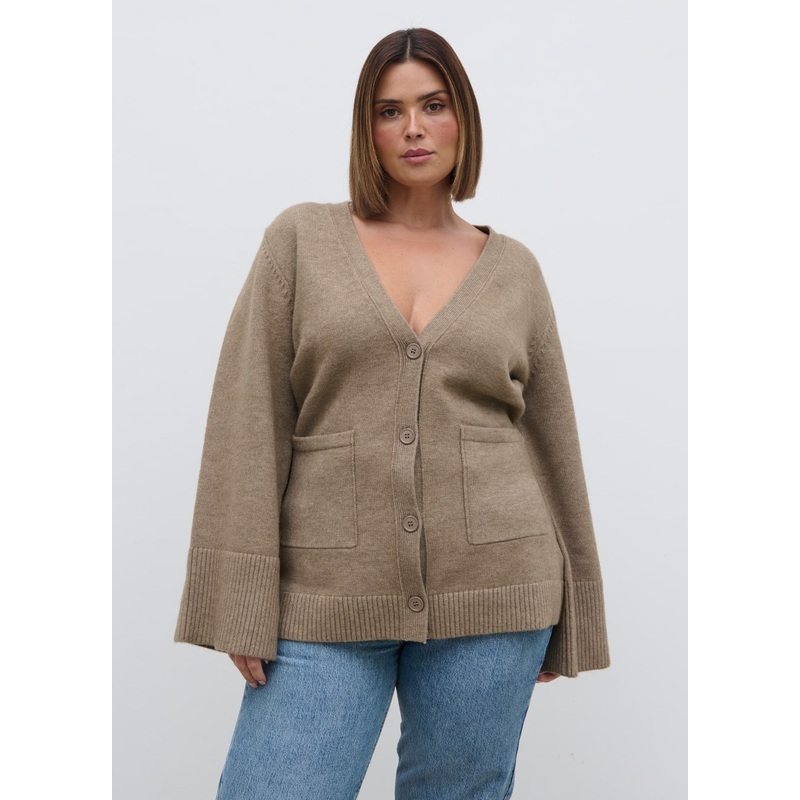 Autumn Knit Cardigan Curve – Dark Beige