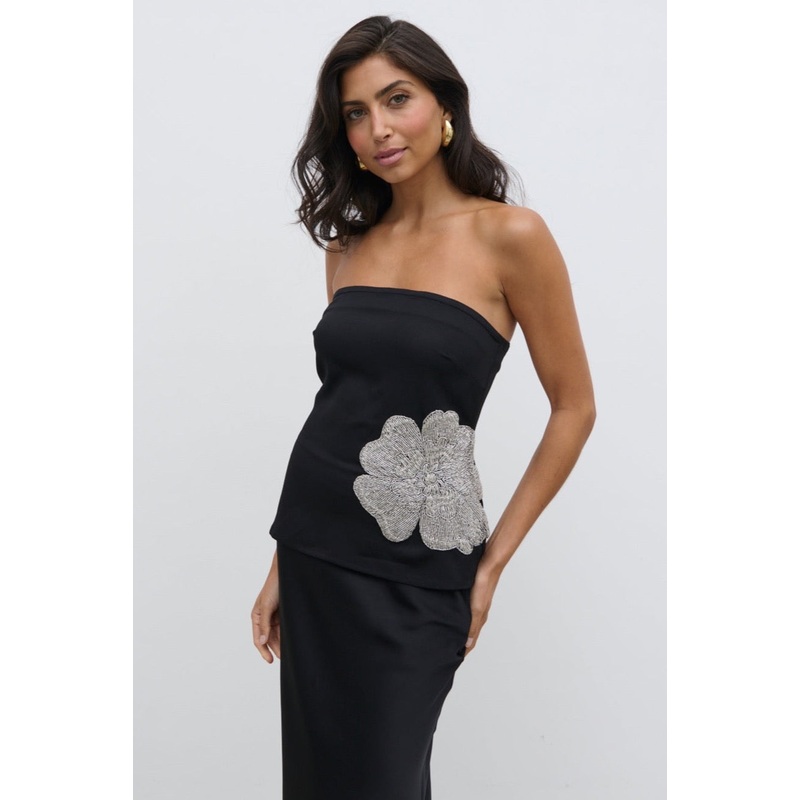 Avis Bandeau Embellished Top – Black