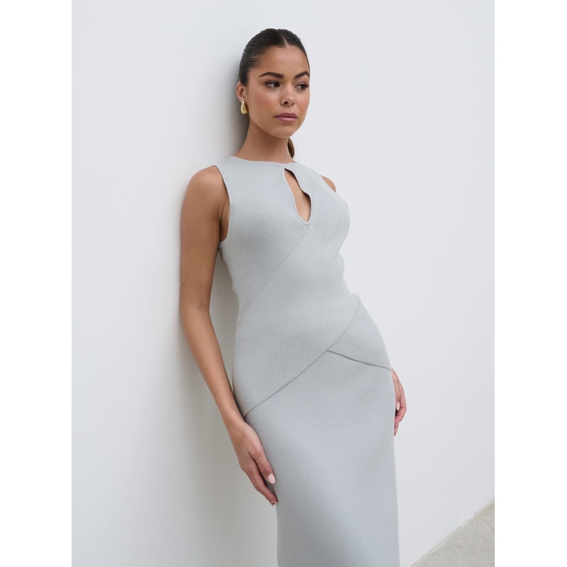 Bexley Cross Front Knit Top – Light Blue