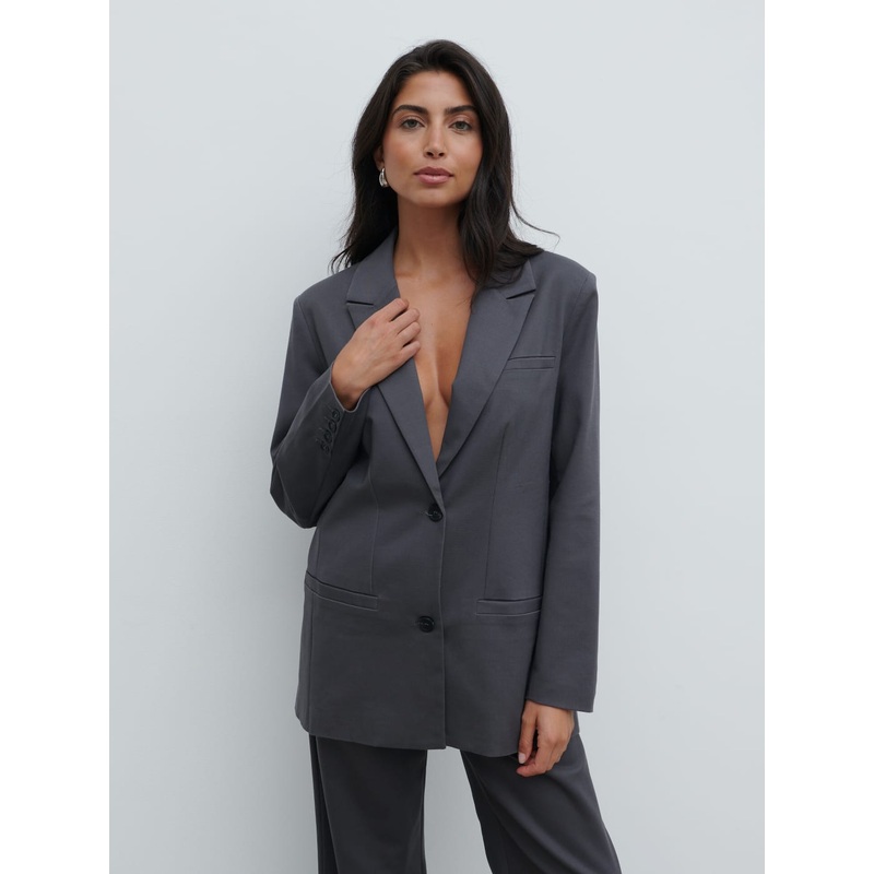Brady Oversized Boxy Blazer – Graphite Grey