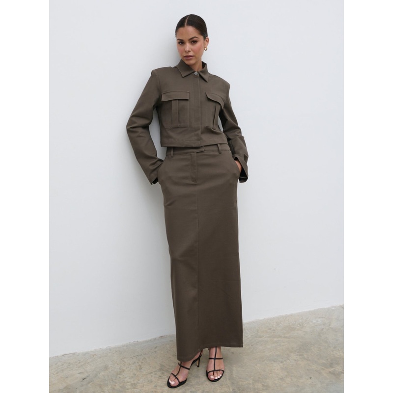 Brady Tailored Maxi Skirt – Taupe