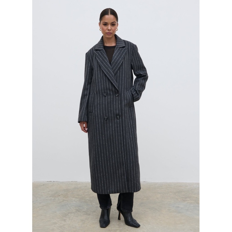 Briar Pinstripe Top Coat – Charcoal and White