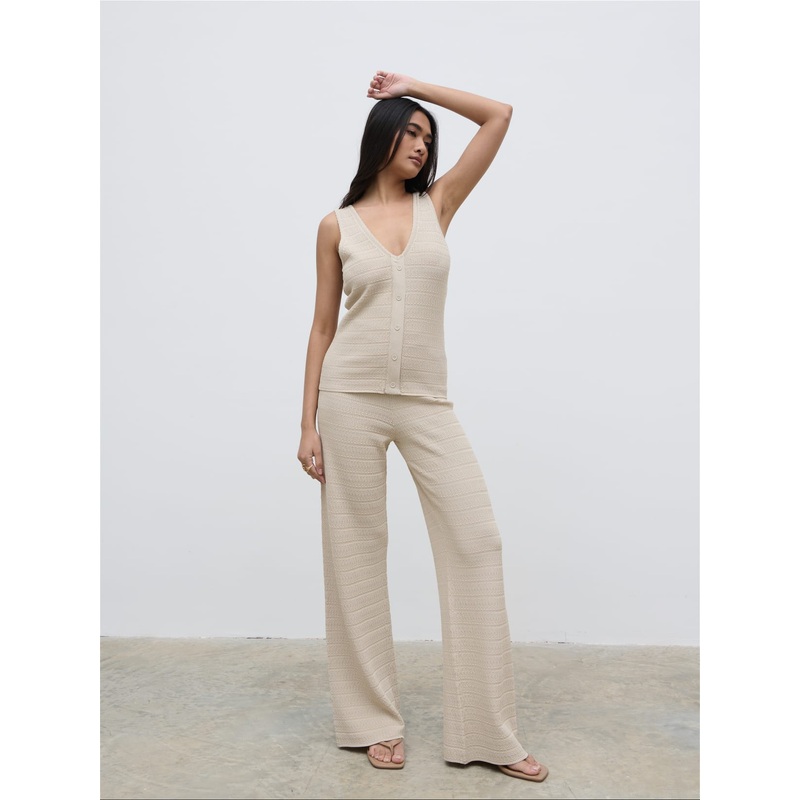 Bridget Crochet Knit Trousers – Beige