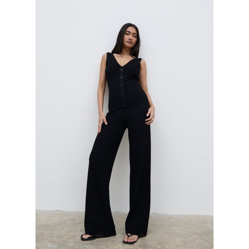 Bridget Crochet Knit Trousers – Black