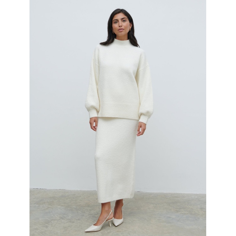 Camille Balloon Sleeve Knit Jumper – Cream