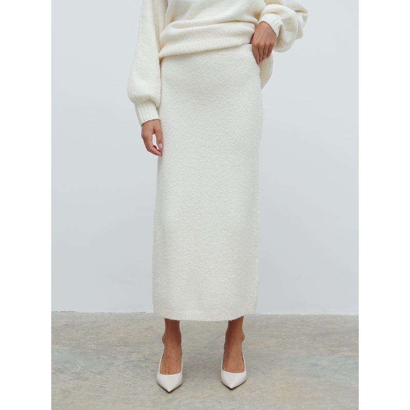 Camille Midaxi Knit Skirt – Cream