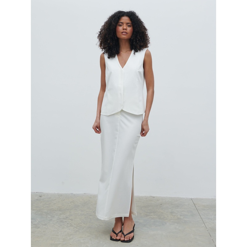 Harlee Tailored Midaxi Skirt – Cream