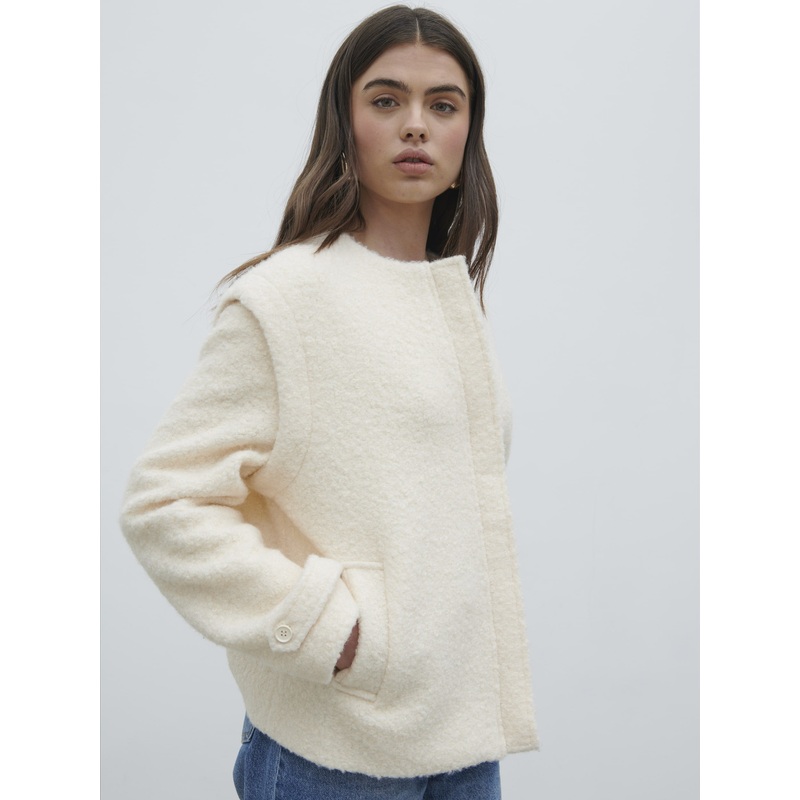 Lilia Cropped Boucle Jacket and Gilet – Cream