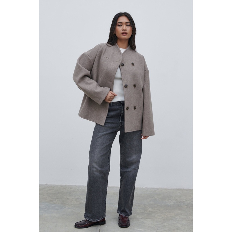 Oliviana Felted Button Jacket – Greige