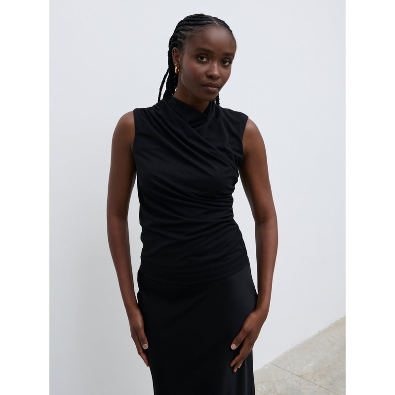 Rhea Jersey Sleeveless Top – Black