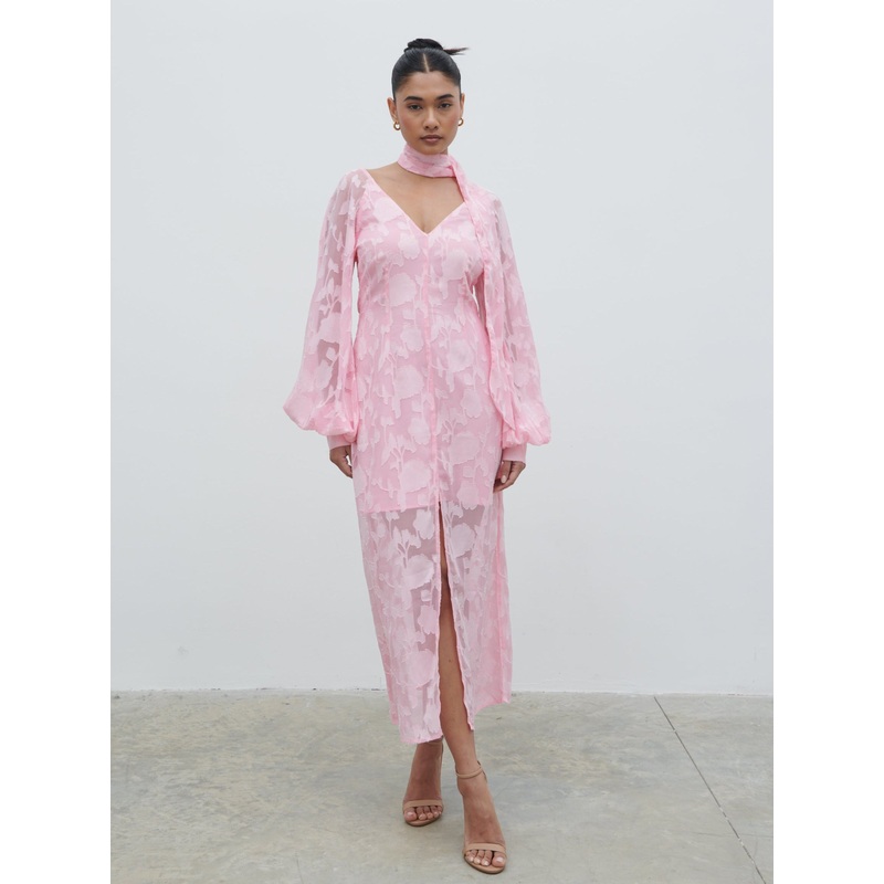 Sadie Jacquard Midaxi Dress – Posie Pink