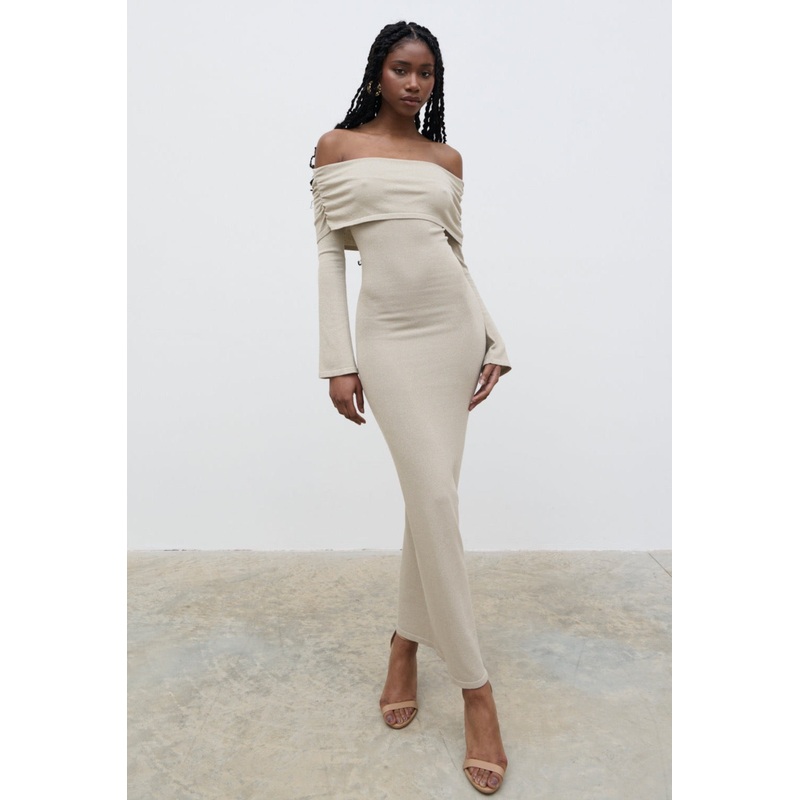 Soreya Glitter Maxi Dress – Gold