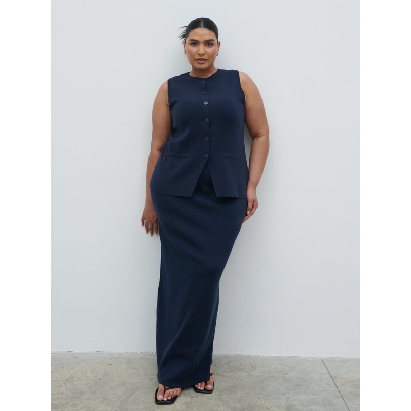 Alba Knit Waistcoat Curve – Navy