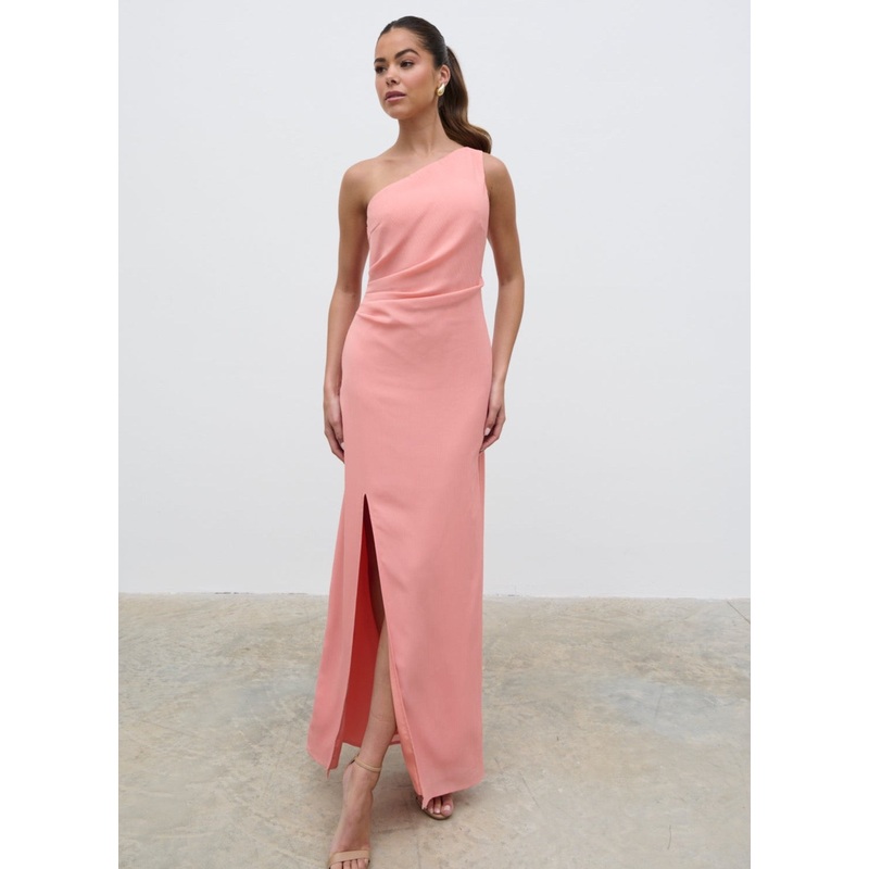Amelia Ruched Maxi Dress  – Apricot Ice
