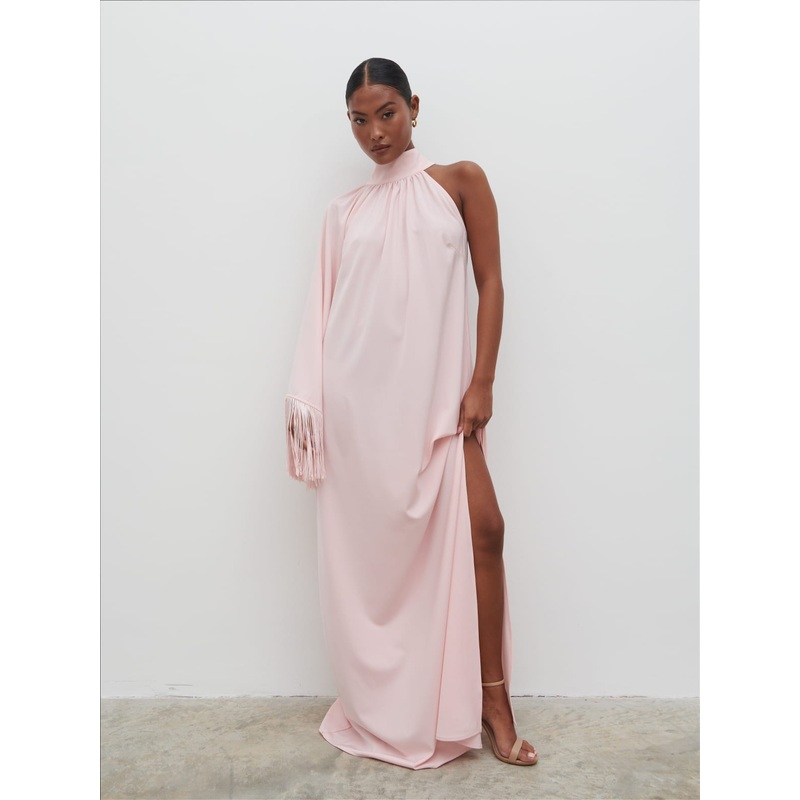Cora Fringed Maxi Dress – Blush