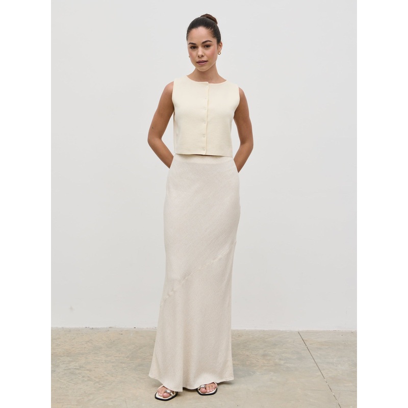 Maisy Linen Blend Maxi Skirt – Natural