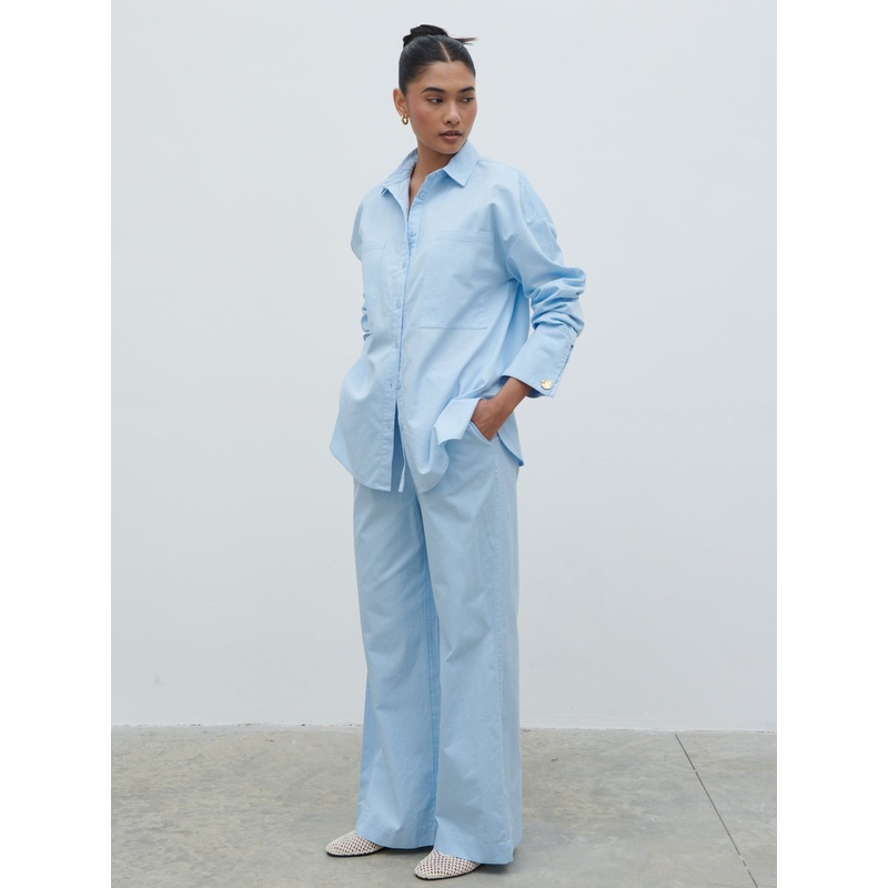 Ryleigh Cotton Poplin Shirt – Light Blue