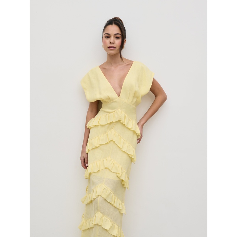 Tamsin Ruffle Dress – Lemon-6 & 8 & 10 & 12 & 14 & 16