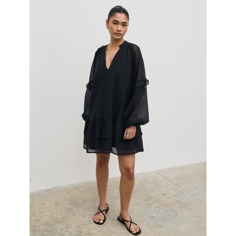 Betsy Long Sleeve Mini Dress – Black