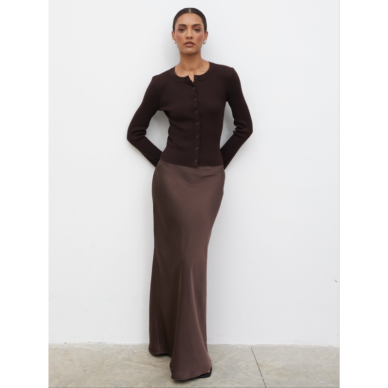 Breya Maxi Skirt – Chocolate Brown