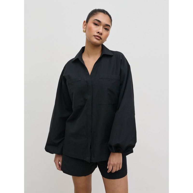 Emerson Balloon Sleeve Shirt – Black
