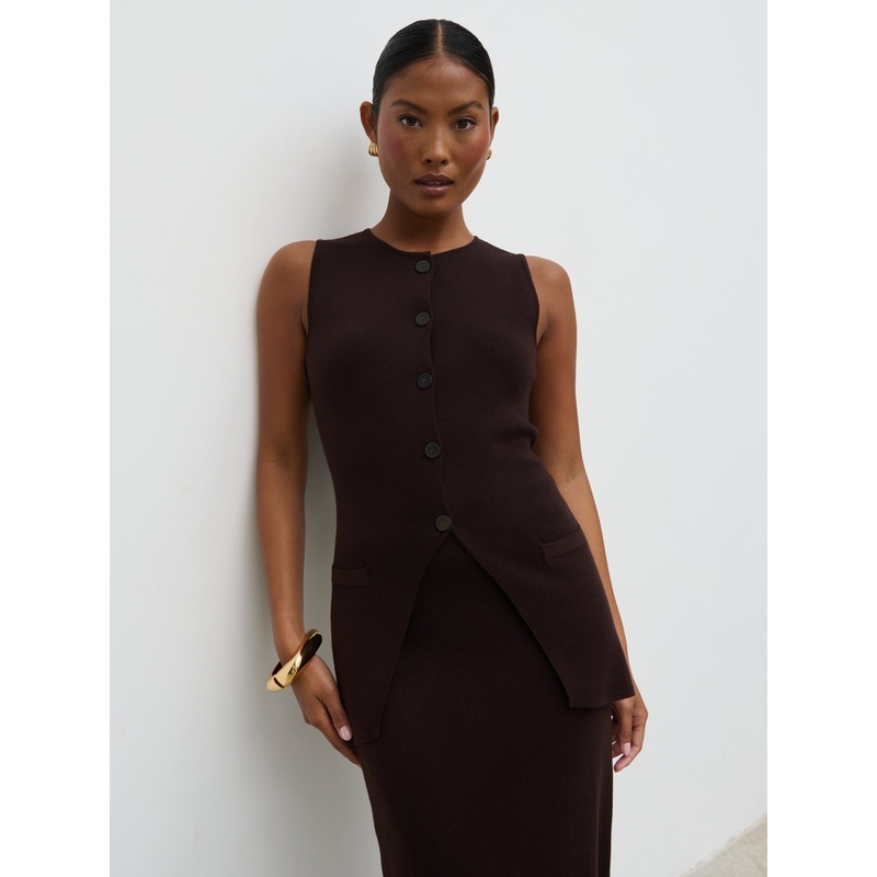Alba Knit Waistcoat – Chocolate