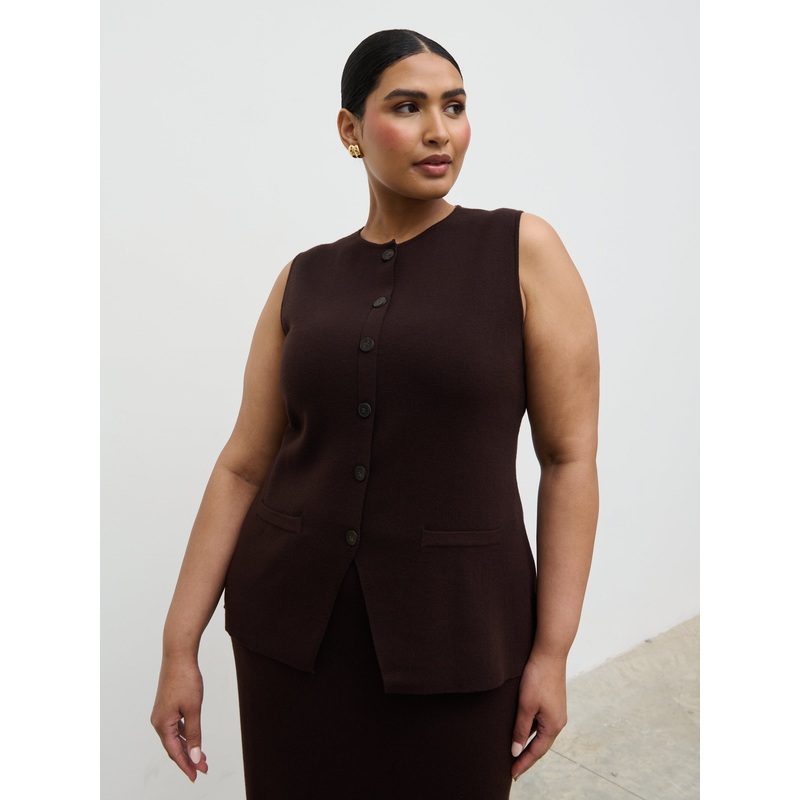 Alba Knit Waistcoat Curve – Chocolate
