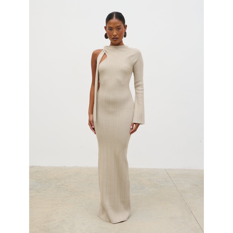 Allegra Sparkle Knit Maxi Dress – Champagne Sparkle