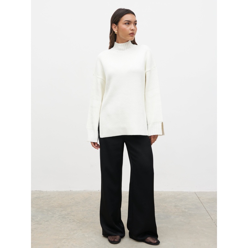 Amory Grown Neck Knit Jumper – Cream Marl