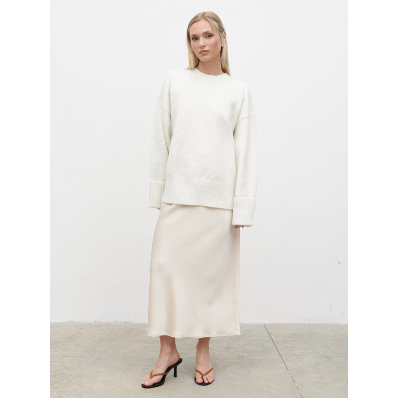 Breya Satin Midaxi Skirt – Oyster