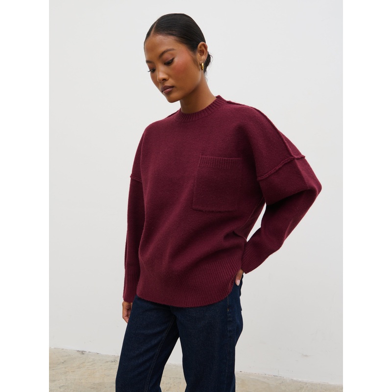 Bronte Pocket Knit Jumper – Wine