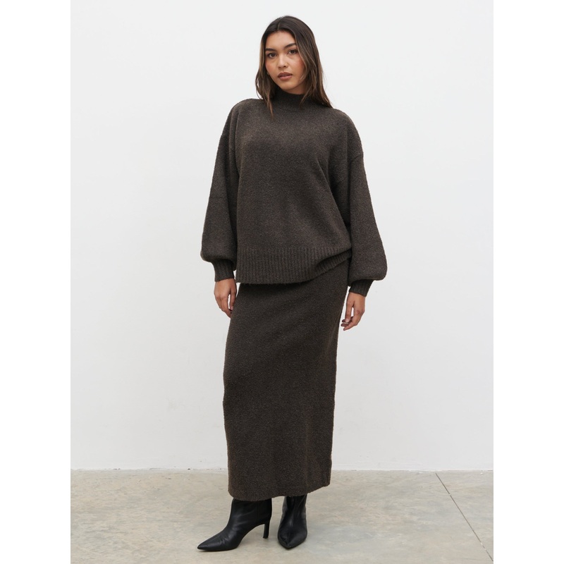 Camille Midaxi Knit Skirt – Bark