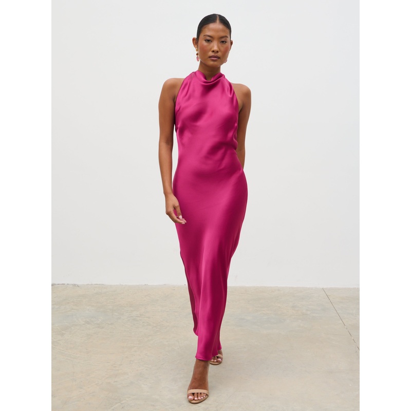 Edita Cowl Midaxi Dress – Raspberry