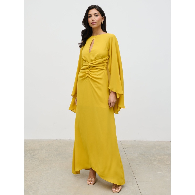Ellison Cape Knot Maxi Dress – Yellow Ochre