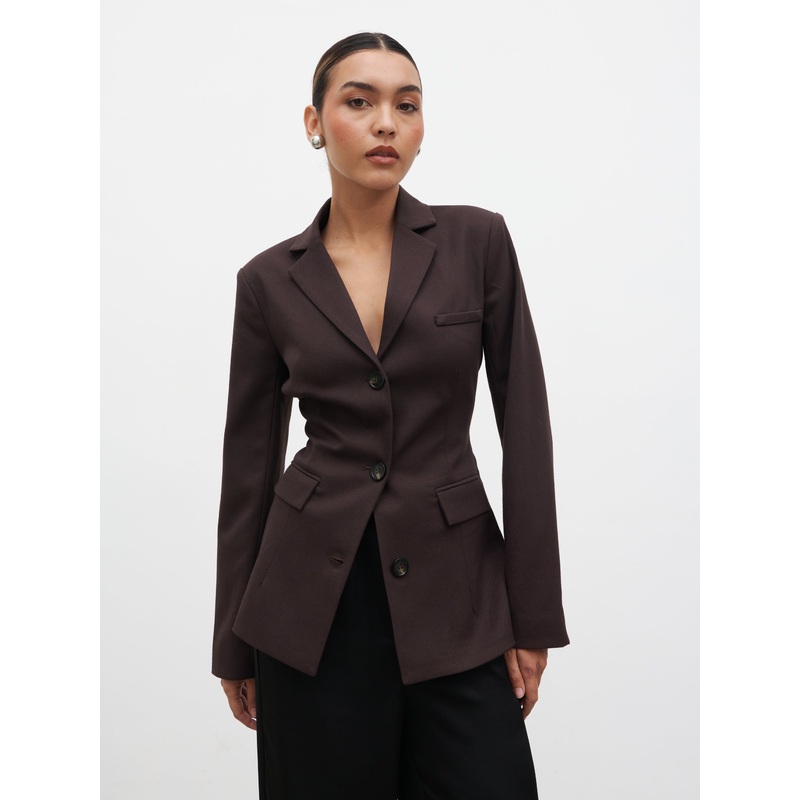 Elsa Cinched Blazer – Brown-6 & 8 & 10 & 12 & 14 & 16