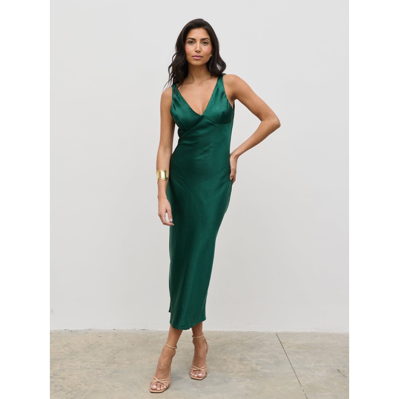 Piper Midi Dress – Emerald Green