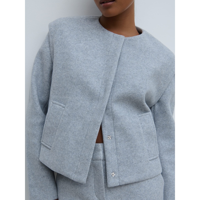 Rudy Cropped Boxy Jacket – Grey Marl