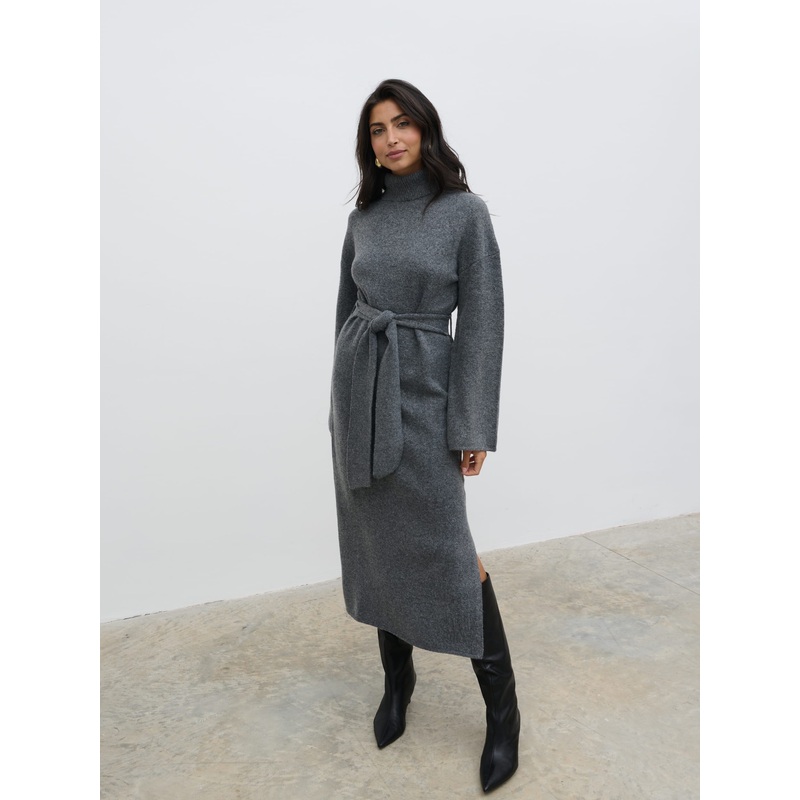Wrenley Midaxi Knit Dress – Charcoal