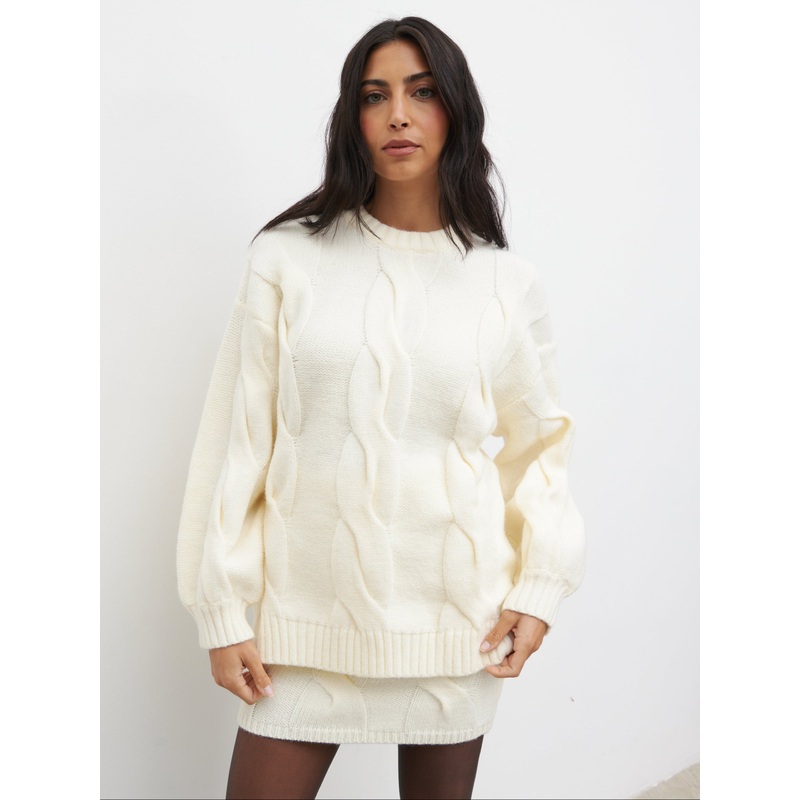Atlantic Chunky Cable Knit Jumper – Cream