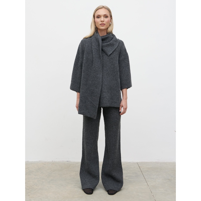 Beautrix Knit Straight Leg Trousers – Charcoal