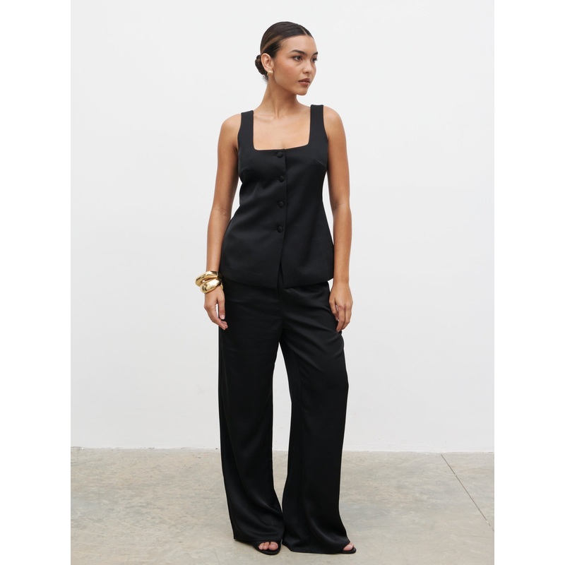 Breya Satin Waistcoat – Black-6 & 8 & 10 & 12 & 14 & 16