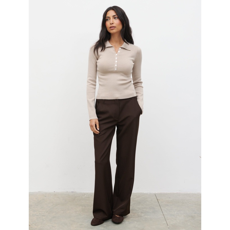 Colson Tailored Wide Leg Trousers – Chocolate