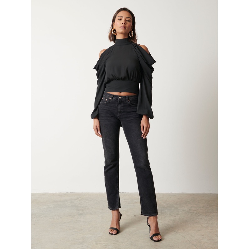 Selena Cold Shoulder Top – Black