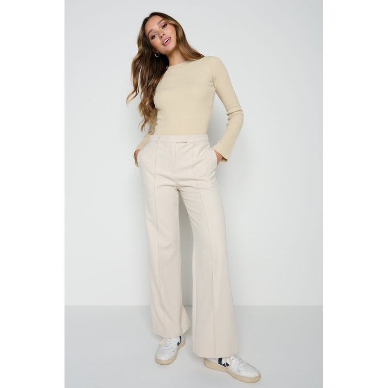 Sky Straight Leg Trousers – Stone